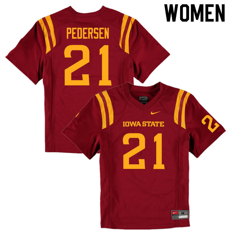 Iowa State Cyclones Women's #21 Cole Pedersen Nike NCAA Authentic Cardinal College Stitched Football Jersey IC42R27GF